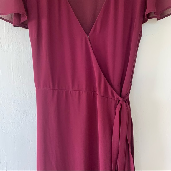 Show Me Your Mumu The Noelle Flutter Wrap Dress In Merlot - Picture 9 of 13